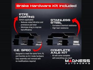 Alfa Romeo Giulia Brake Kit - 2.0L - Front - R1 Concepts - Optimum OEp Brake Pads - GEO-Carbon Drilled + Slotted Rotors